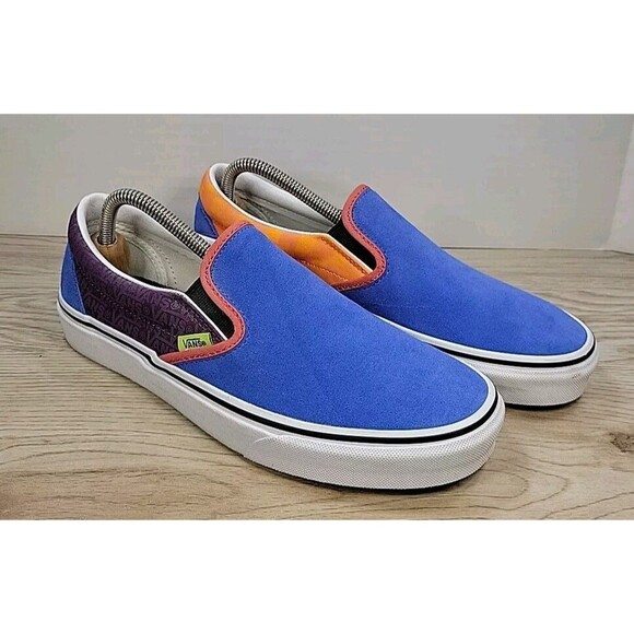 VANS Mix & Match Classic Slip-On Blue Suede Grape VANS Orange Check M 8/W 9.5 - Picture 1 of 14